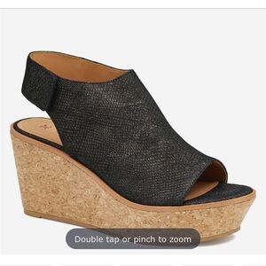 Johnston & Murphy Black Wedge Sandals